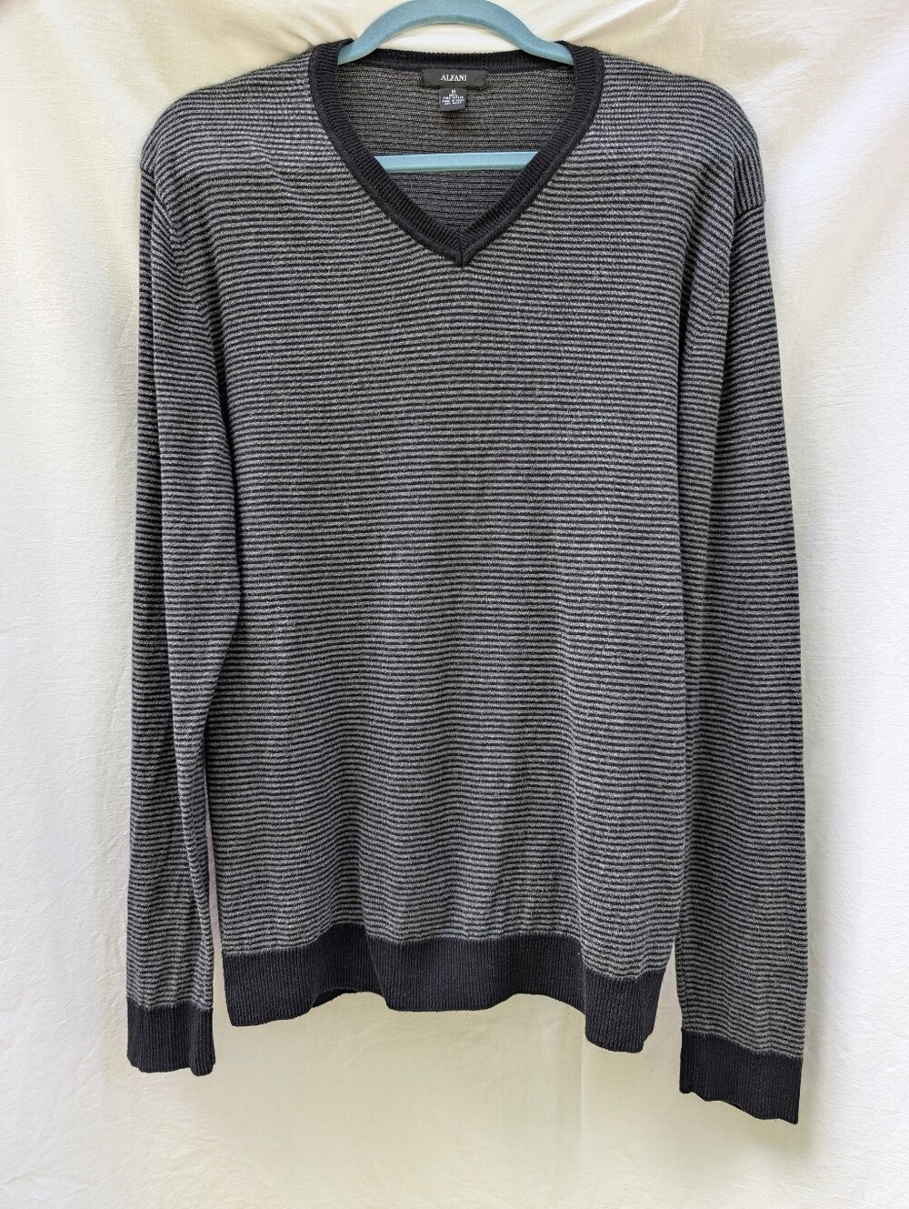 Alfani Cotton Black Stripe Sweater Sz M